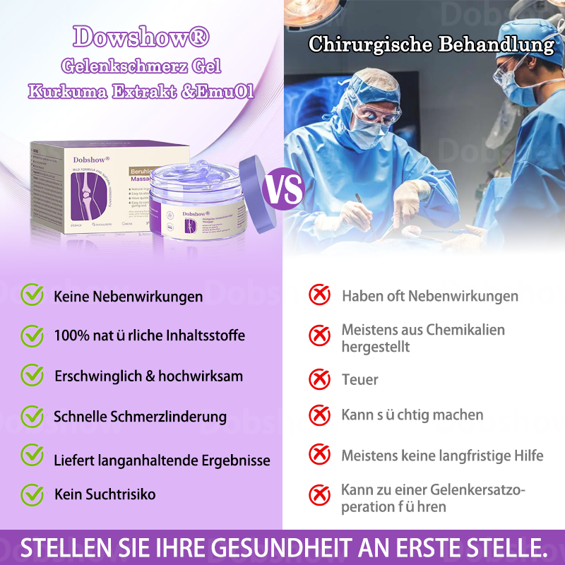 Dowshow® Gelenkschmerz Gel—— Kurkuma Extrakt & Emuöl 👨⚕️Anerkannt von der Deutschen Gesellschaft für Orthopädie und Unfallchirurgie (DGOU)👨⚕️