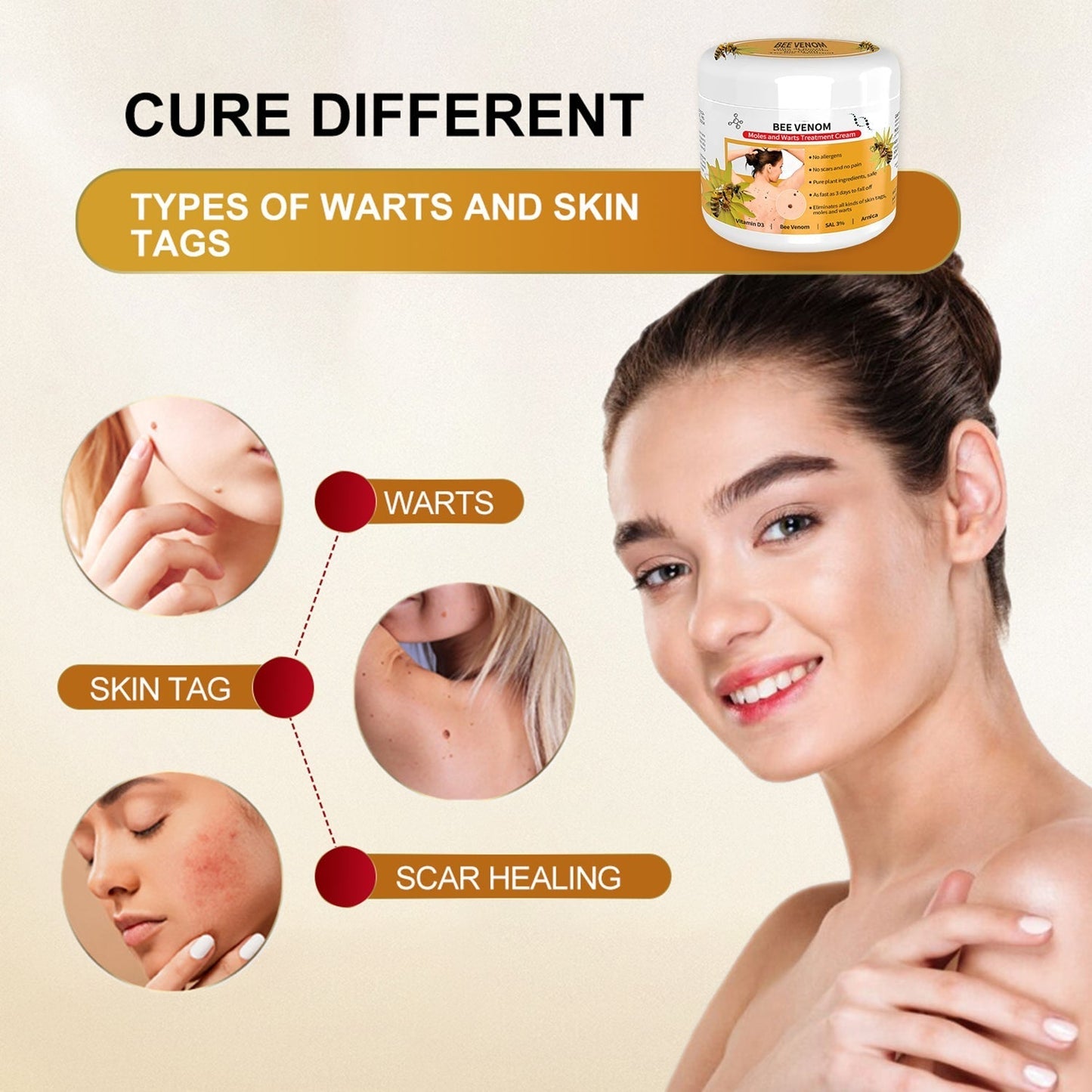 🐝🐝 Dobshow™Bee Venom Mole und Warze Behandlung Creme(👨‍⚕AAD RECOMMENDS)